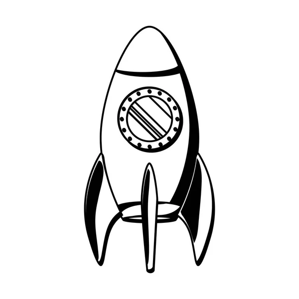 Nave espacial silueta negro con escotilla redonda — Vector de stock