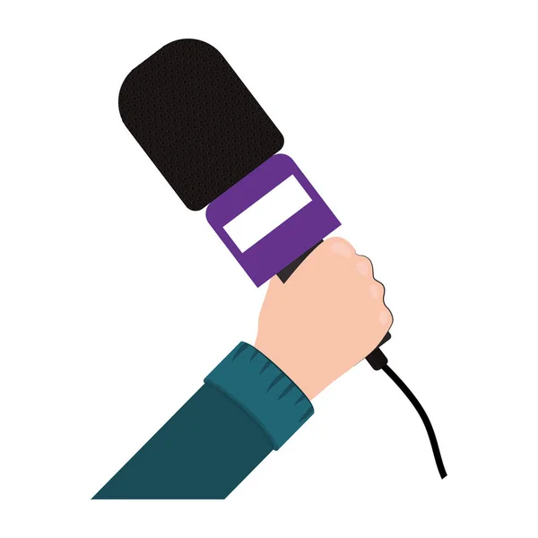 Micrófono de mano con soporte púrpura — Vector de stock