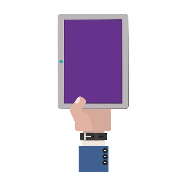 Ruka držící dotykový tablet s hodinkami — Stockový vektor