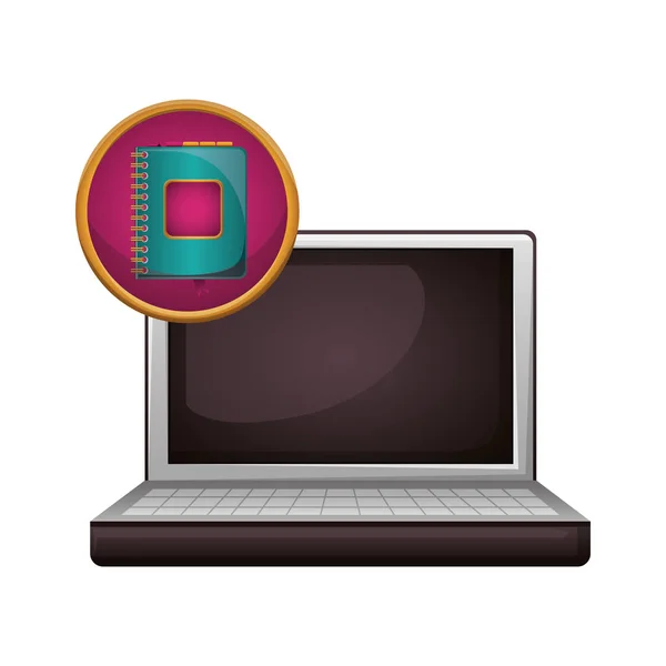 Geïsoleerde laptop en media pictogram ontwerp — Stockvector