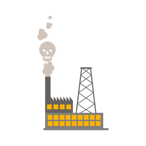 Isolierte Fabrik und Umweltverschmutzung — Stockvektor