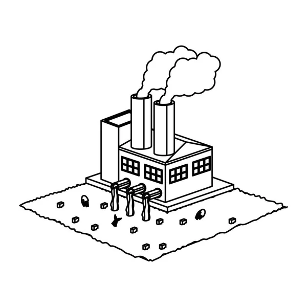 Isolated factory and pollution design — Stock Vector