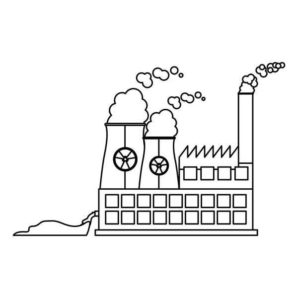 Isolated factory and pollution design — Stock Vector