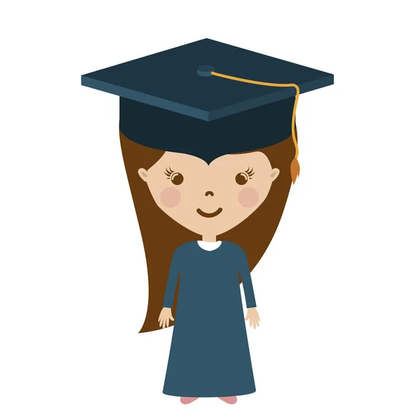 Isolated girl with graduation cap design — Stock Vector