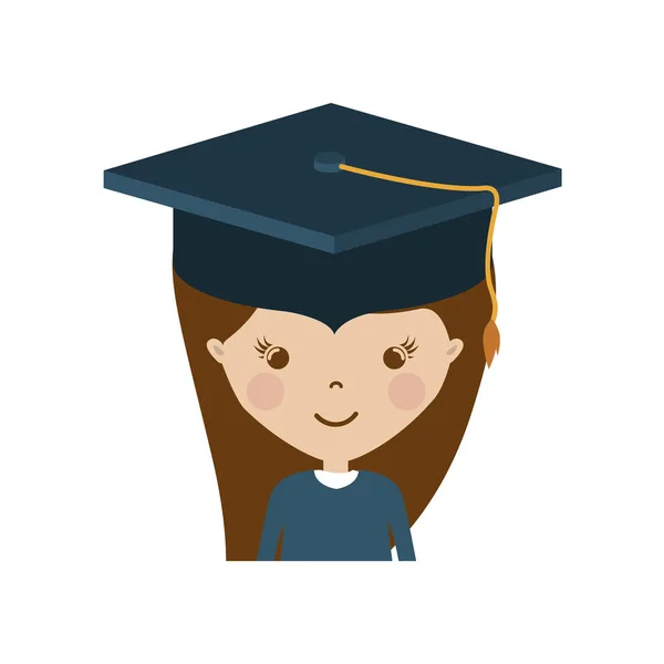孤立的女孩毕业帽设计 — 图库矢量图片