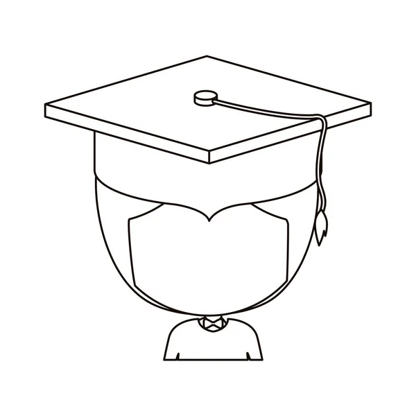 Garçon isolé avec la conception de chapeau de graduation — Image vectorielle