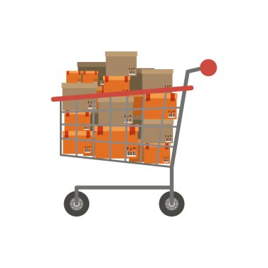 İzole alışveriş sepeti ve kutu tasarımı