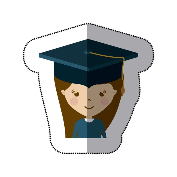 Isolated girl with graduation cap design — Stock Vector
