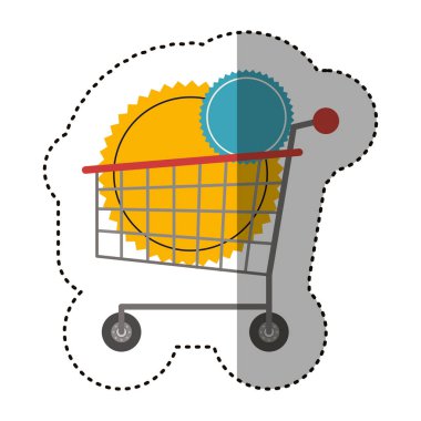 İzole alışveriş sepeti ve mühür damgası tasarım