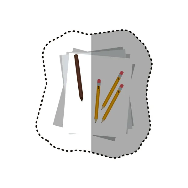 Ізольований шматок паперу та олівців — стоковий вектор