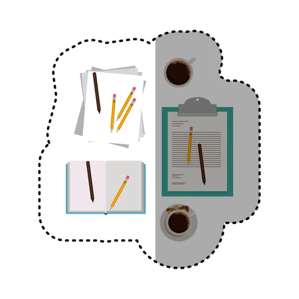 咖啡的杯子和铅笔设计文档 — 图库矢量图片