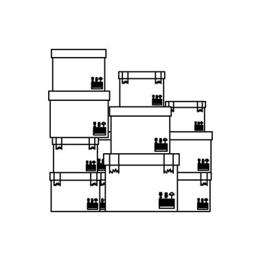 siyah siluet kontur kutuları yığılmış ve mühürlü