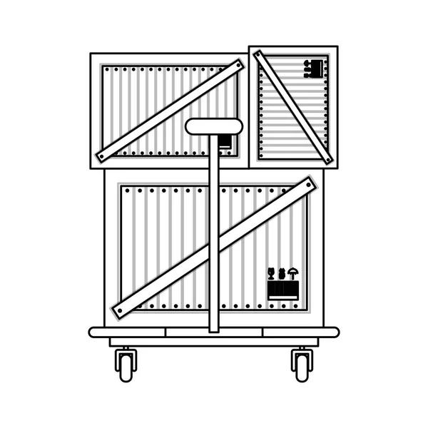 Silueta negro coche de carga con grandes cajas — Vector de stock