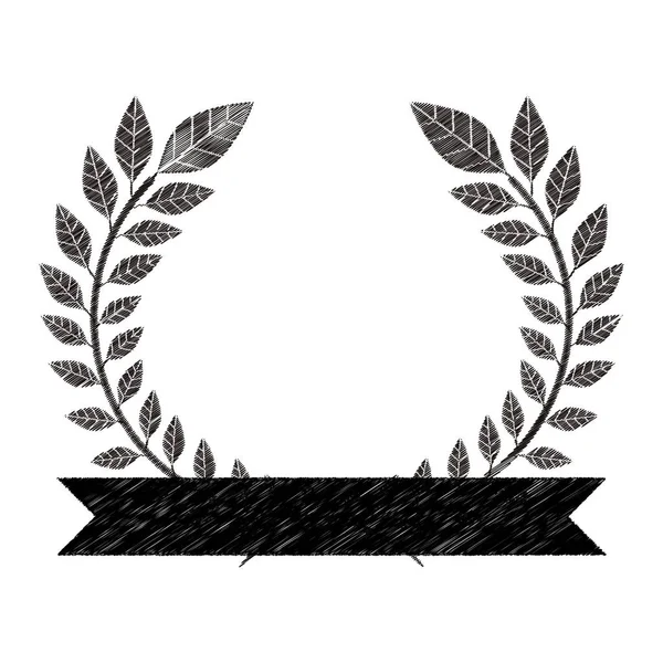 Černobílá pruhovaná dekorativní olivovou ratolestí půlkoruna s mašlí — Stockový vektor