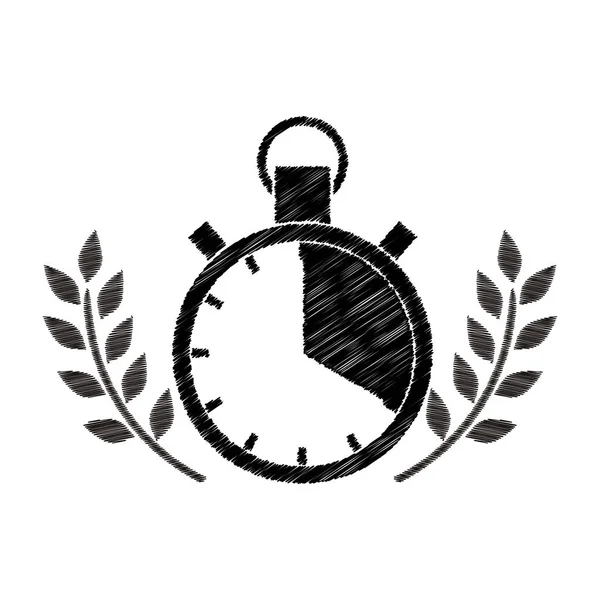 Prix chronomètre en monochrome rayé avec branche d'olivier — Image vectorielle