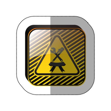 İngiliz anahtarları ve kurdele ile sarı kare orta gölge etiket