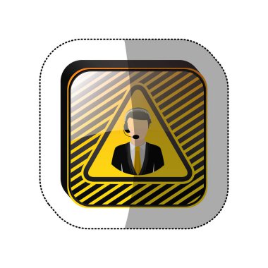 Çağrı Merkezi operatörü ile sarı kare orta gölge etiket