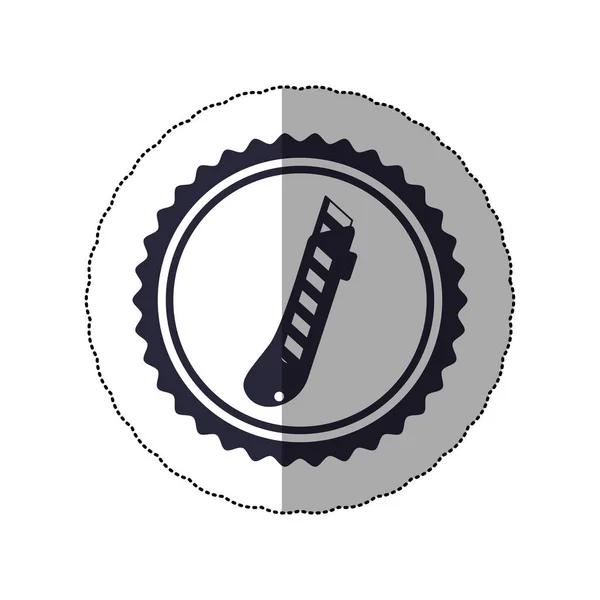 Middelste schaduw sticker met circulaire frame met kotterstag — Stockvector