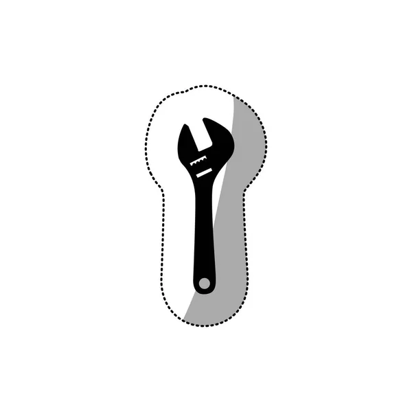 Middle shadow sticker monochrome with small wrench — Stock Vector