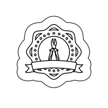 tek renkli siluet etiket pense ile dairesel şekiller arasındaki