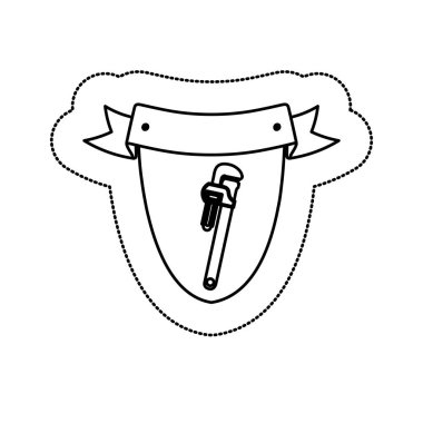 tek renkli siluet sopa ile kalkan kare boru anahtarı ile