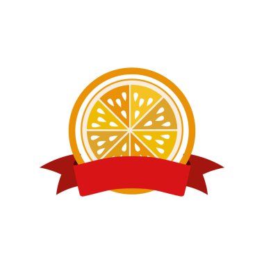 etiket siluet ile yarım portakal renkli