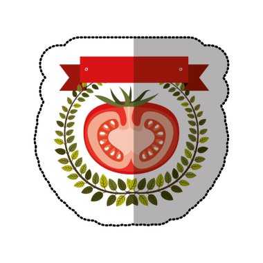 Orta gölge etiket ile yarım domates zeytin taç ile renkli