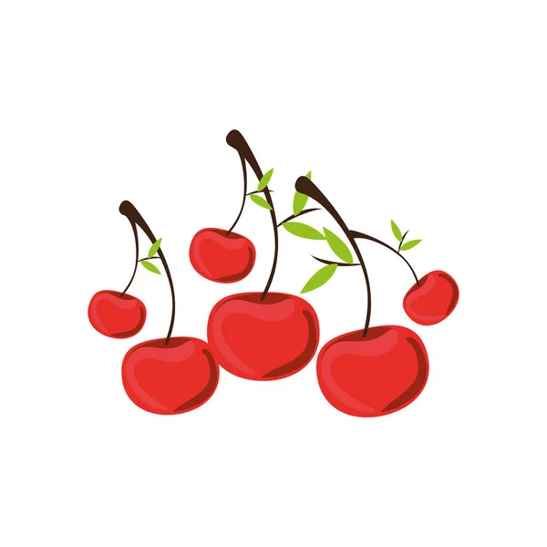 실루엣 다채로운 cherrys와 설정 — 스톡 벡터