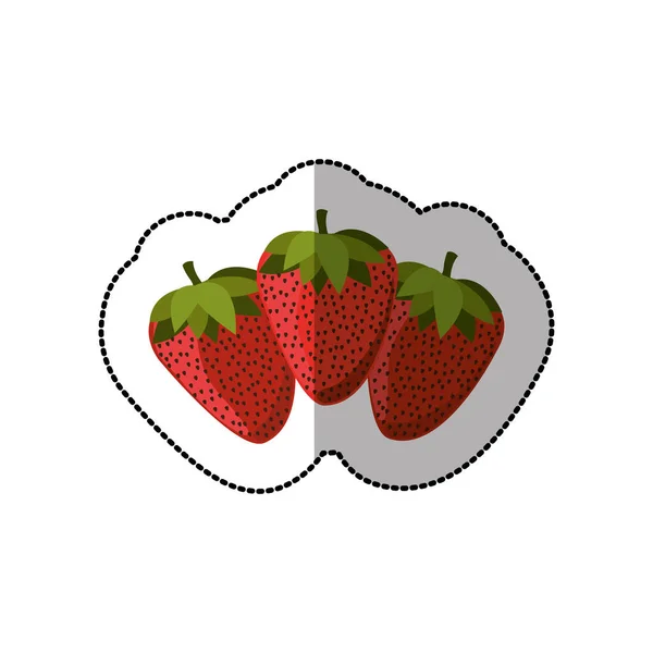 Middelste schaduw sticker kleurrijke met strawberrys — Stockvector