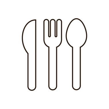 Kontur düz koleksiyonu çatal bıçak takımı Icon set