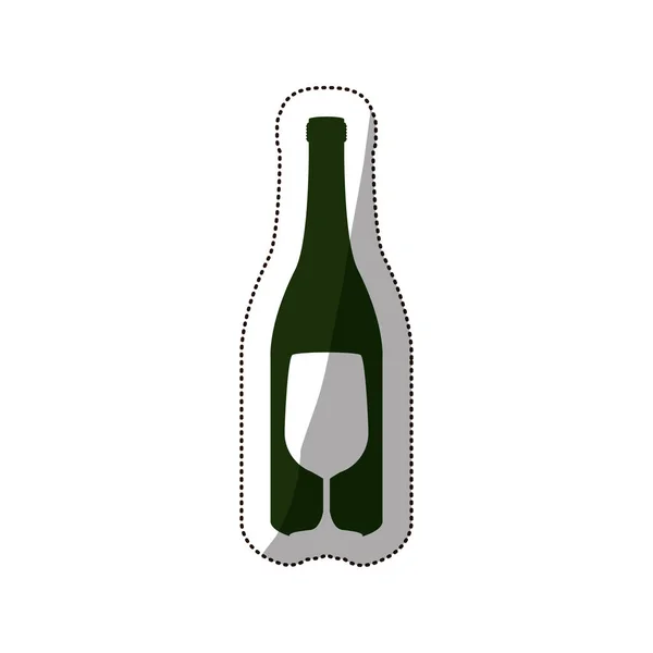 Sticker silhouette bottle wine and goblet — Stock Vector