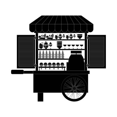 tek renkli siluet dondurma bisikleti ile