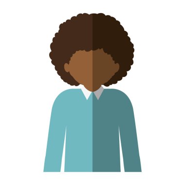 yarım vücut afro adam kıvırcık saçlı ve orta gölge