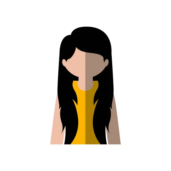 長い髪と真ん中の影の半身女性 — ストックベクタ