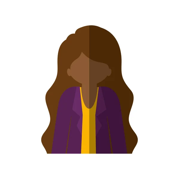 Polovina těla afro žena s bunda a dlouhé vlasy a střední stín — Stockový vektor