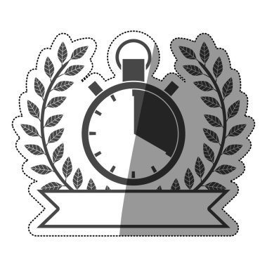 Chronometre ödülünün yarısı gölgeli zeytin dalı ile etiket tek renkli