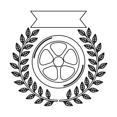 araba tekerlek Ödülü siluet tek renkli zeytin dalı ve kurdele ile