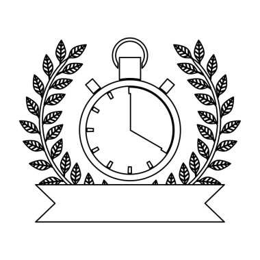 Chronometre Ödülü zeytin dalı ve kurdele ile siluet siyah beyaz