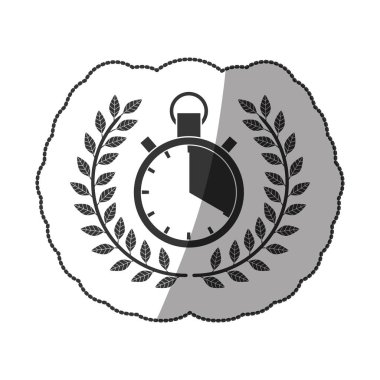 etiket tek renkli kronometre ile yarı gölgeli ve zeytin dalı