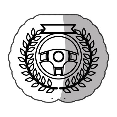 Dümen zeytin dalı ve şerit ve yarı gölge ile tek renkli etiket içinde