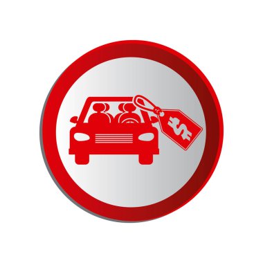 araç ve fiyat etiketi dolar ile dairesel şekil