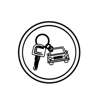 Araba Anahtarlık simgesi ile siluet dairesel sınır