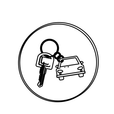 Araba Anahtarlık simgesiyle siluet dairesel şekil