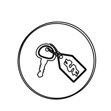 siluet dairesel şekli ile anahtar ve fiyat etiketi