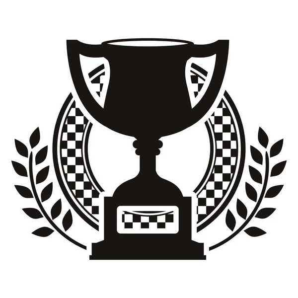 Coppa trofeo monocromatica e piatto con ramo d'ulivo — Vettoriale Stock