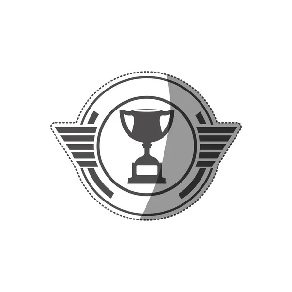 Klistermärke med trophy cup monokrom — Stock vektor