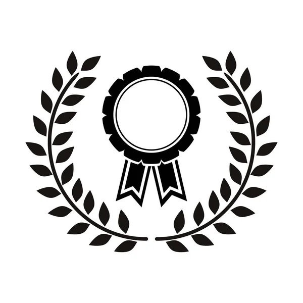 Médaille monochrome entre branche d'olivier — Image vectorielle