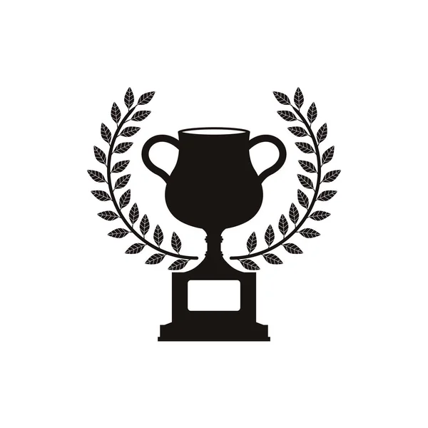 单色奖杯与橄榄冠 — 图库矢量图片