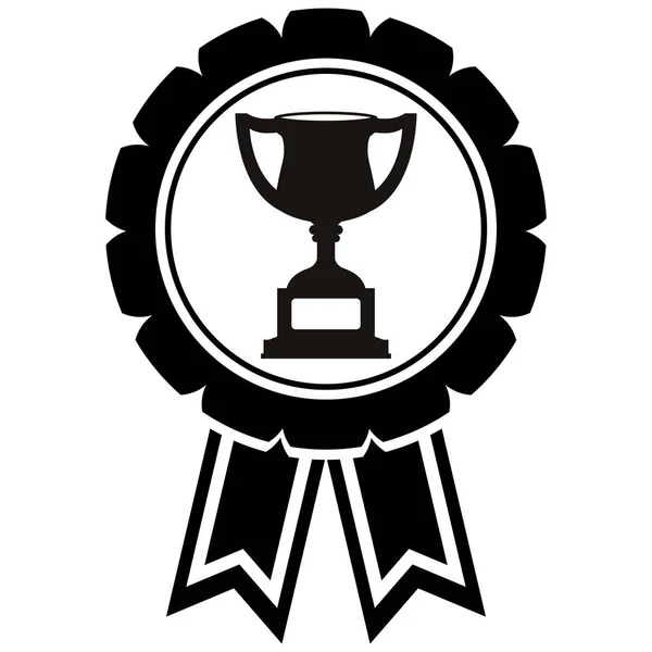 ट्रॉफी कप के साथ मोनोक्रोम पदक — स्टॉक वेक्टर
