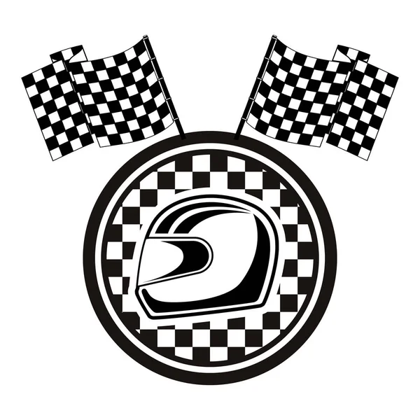 kask ve bayrakları yarış olan tek renkli daire amblemi